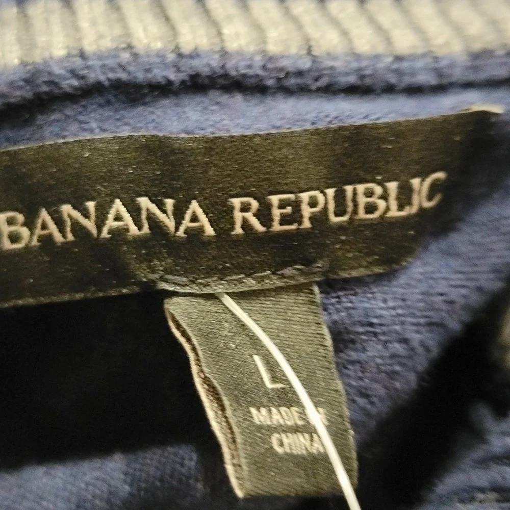 Banana Republic Mens Navy Blue Mock Neck Button‎ Placket Knit Sweater Large